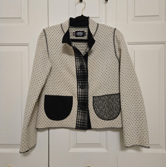 Cameleon Womens Patchwork Plaid Wool Button Down Jacket Size XS Made In USA - Picture 1 of 9